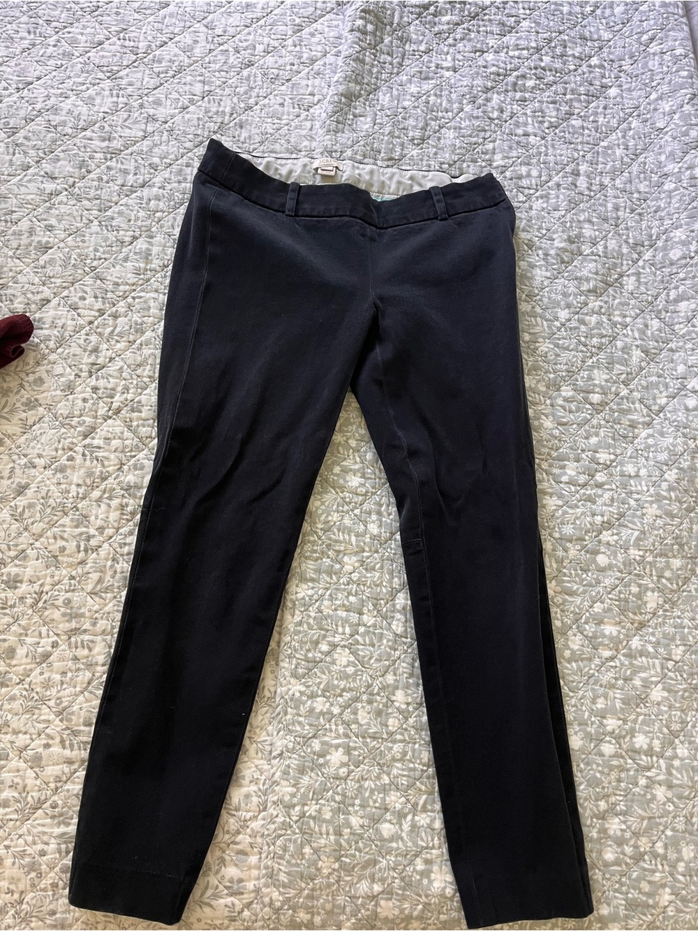 J.Crew Black Stretch Pants with Mint Trim